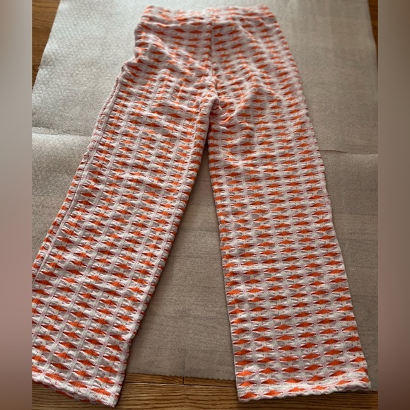 ❤️2/$50❤️[S] Zara Jaquered White Orange Pink Crochet Textured Wide Leg Pant - Picture 13 of 13